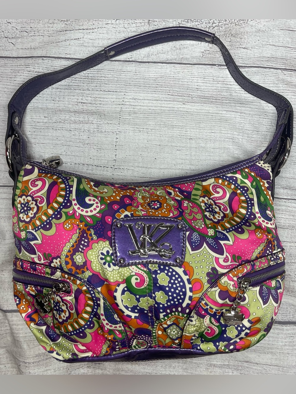 Kathy Van Zeeland Vintage Y2K Multicolor Paisley Print Shoulder Bag